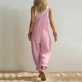 thumbnail image 5 of Womens Jumpsuit Sleeveless Casual Summer Overalls Jumpers Adjustable Strap Baggy Wide Leg Long Pants Rompers with Pockets Pink, 5 of 7