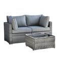 thumbnail image 2 of Ovios 3 Pieces Patio Conversation Set All Weather Wicker Sofa with Coffee Table,Dark Gray, 2 of 6