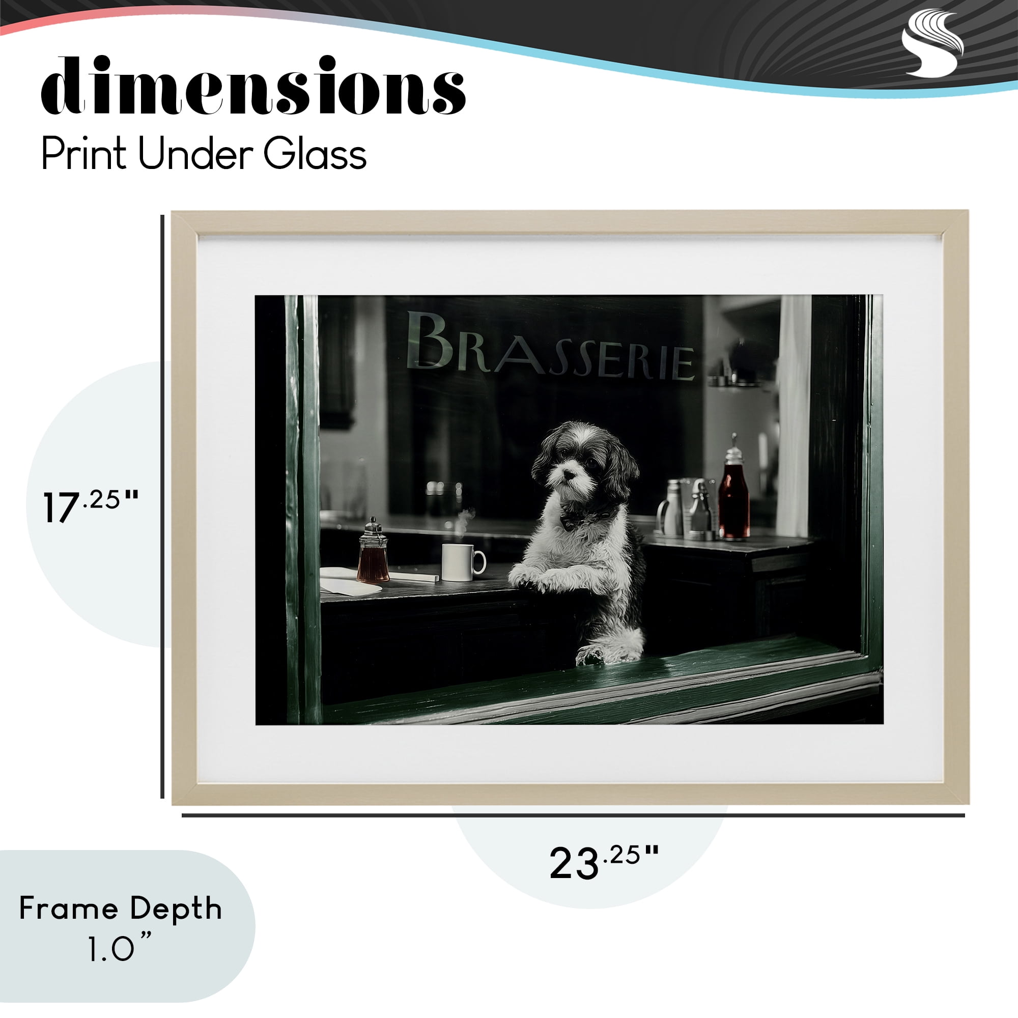 Stupell Industries Brasserie Vintage Dog in Window Birch Framed Print Under Glass, design by Annabelle Hall