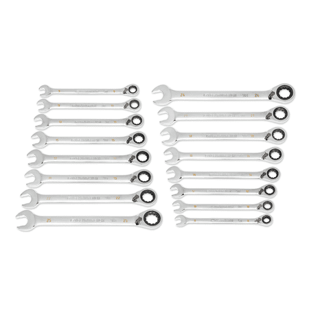 Gearwrench Ratcheting Wrench Set 90 Tooth 12 Point Metric Reversible 16Pc