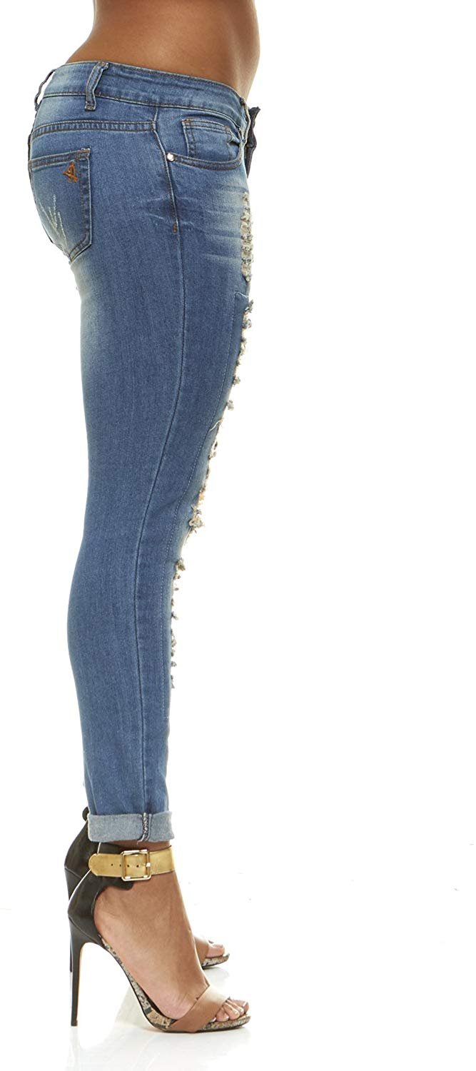 VIP JEANS Plus Size Jeans For Teen Girls Distressed Skinny Ripped Patched Jeans Junior and Plus Sizes - image 4 of 10