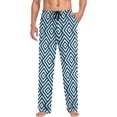 thumbnail image 4 of FREEAMG Men's Pajama Pants with Pockets Sleepwear Lounge Pants Stretch Casual Geometric Blue White Striped Squares, 4 of 7