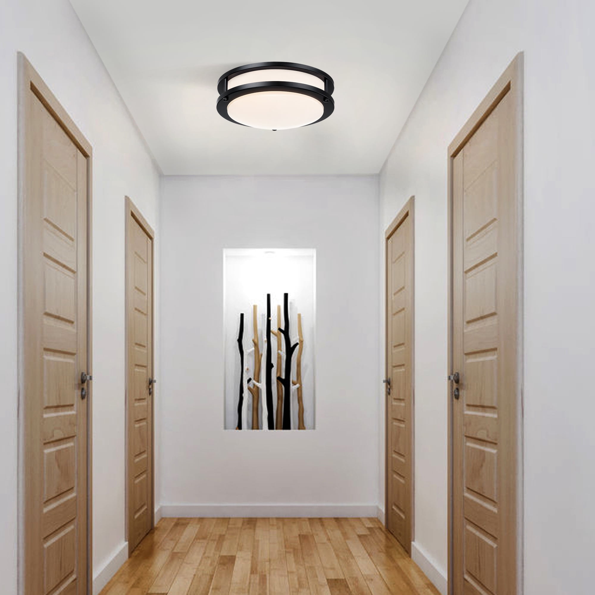 10" Matte Black Round Flush Mount LED Ceiling Light Fixture for Kitchen, Bathroom, Dining Room, Living Room, Hallway, 2700K/3000K/3500K/4000K/5000K