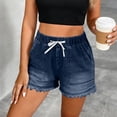 thumbnail image 4 of BUIGTTKLOP Womens Jean Shorts Soft Elastic Waist Summer Casual Denim Short Pants with Pockets, 4 of 6