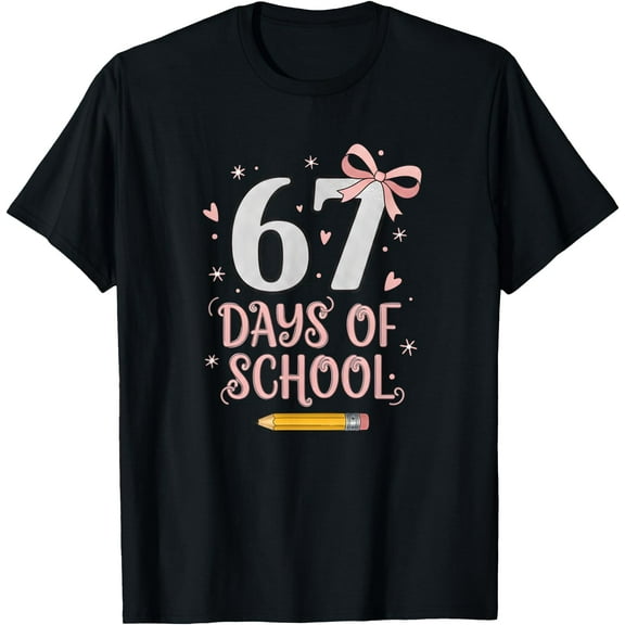 67 Days of School Retro Bow Teachers 67 Meme Humor 6 7 T-Shirt tee