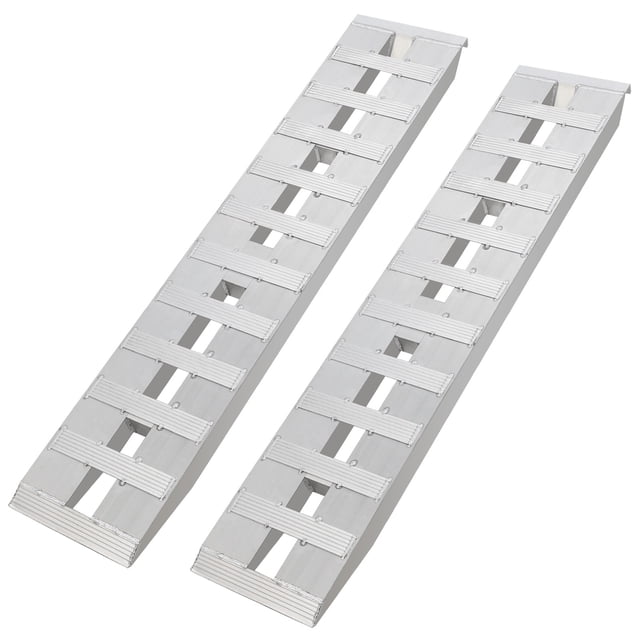 QinaQin Foldable Loading Ramp 2 Pack, Aluminum Straight Ramps with 750 Lb Capacity for Motorcycle, ATV, Truck and Mower