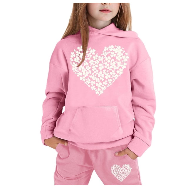 TSADFHJI Tenues d'Automne pour Filles Robes d'Été Bleues Ensemble à Capuche Imprimée pour la Saint-Patrick 3-4 Ans