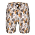 thumbnail image 3 of Pofeuu Cute Cats Prin Men's Swim Trunks Quick Dry Bathing Suit Swimming Board Shorts Mesh Lining Beach Swimwear-Large, 3 of 6