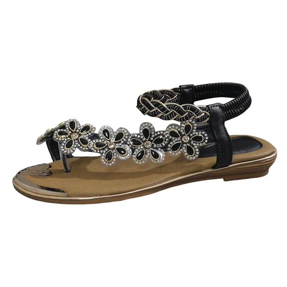 Wovix Women's Sandals Rhinestone Dressy Casual Summer Flat Flip Flops Comfortable Shoes Indoor Outdoor Shoes