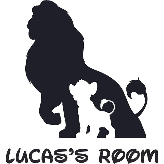Mufasa Simba Silhouette Lion King Customized Wall Decal - Custom Vinyl Wall Art - Personalized Name - Baby Girls Boys Kids Bedroom Wall Decal Room Decor Wall Stickers Decoration Size (20x20 inch)