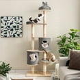 thumbnail image 2 of Costway 75" Multi-layer Wooden Cat Tree Indoor Tower Activity Play Center with 2 Condos, 2 of 10