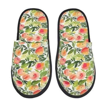 Balery Fruits Peach1 Slient Indoor Furry Fleece Comfort House Shoes Soft Non-Slip Home Shoes Cotton slippers House Slippers-- Large