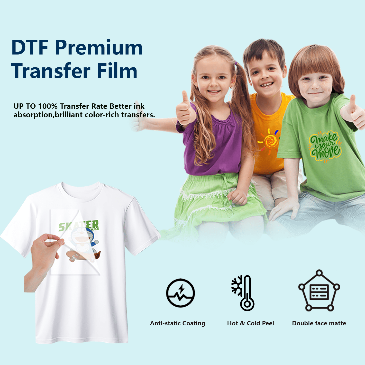 Lancelot Premium DTF Transfer Film Roll, 12" x 328ft - Double-Sided Matte Pet Film for DTF Printing, Custom T-Shirt Transfers, Crafts & Apparel Design