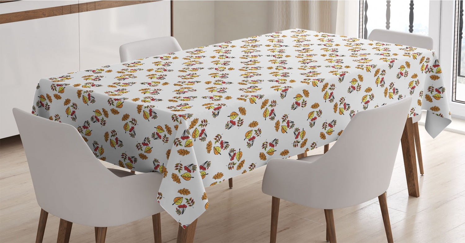 Dark Seafoam Multicolor 60 X 84 Ambesonne Floral Tablecloth Rectangular Table Cover for Dining Room Kitchen Decor Singing Birds on Branches Berries Leaves Spring Sketch Outline