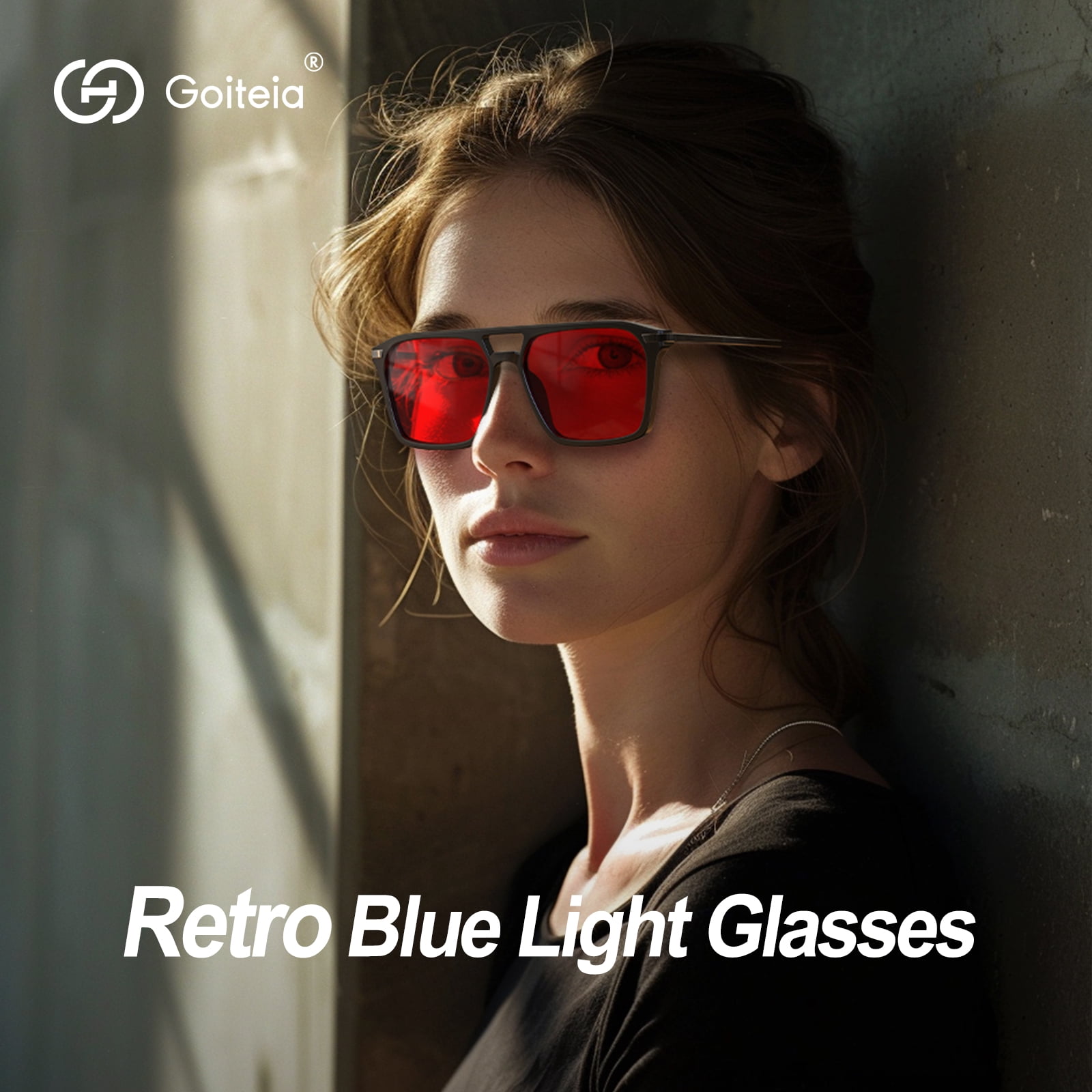 Goiteia Red Blue Light Glasses for Sleep-Blocking Blue & Green Light, Red Lens Glasses for Relieve Eye Strain & Improve Sleep