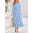 thumbnail image 3 of Vestido largo PRETTYGARDEN para mujer, elegante, con lunares suizos, azul claro, 3 of 9