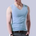 thumbnail image 2 of YOTMKGDO Mens Sleeveless Tee Shirts Men's Fashion Spring and Summer Casual Sleeveless V Neck Undershirt Men's Ice Silk Undershirt Camisetas Para Hombre, Blue 4X-Large, 2 of 7