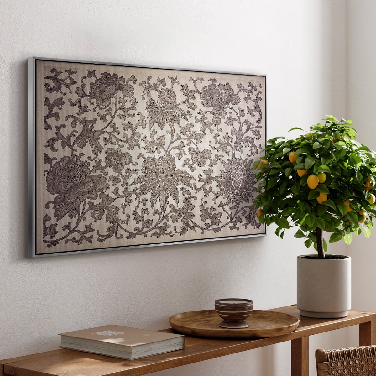 Vintage Abstract Print-XXIII Framed in Silver Wood Gallery Wrapped Canvas 17 in. x 25 in.