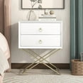thumbnail image 1 of Kadyn Wood Nightstand with 2 Drawers and Golden Handle, Storage Bedside Table, Side Table for Living Room and Bedroom, White, 1 of 8