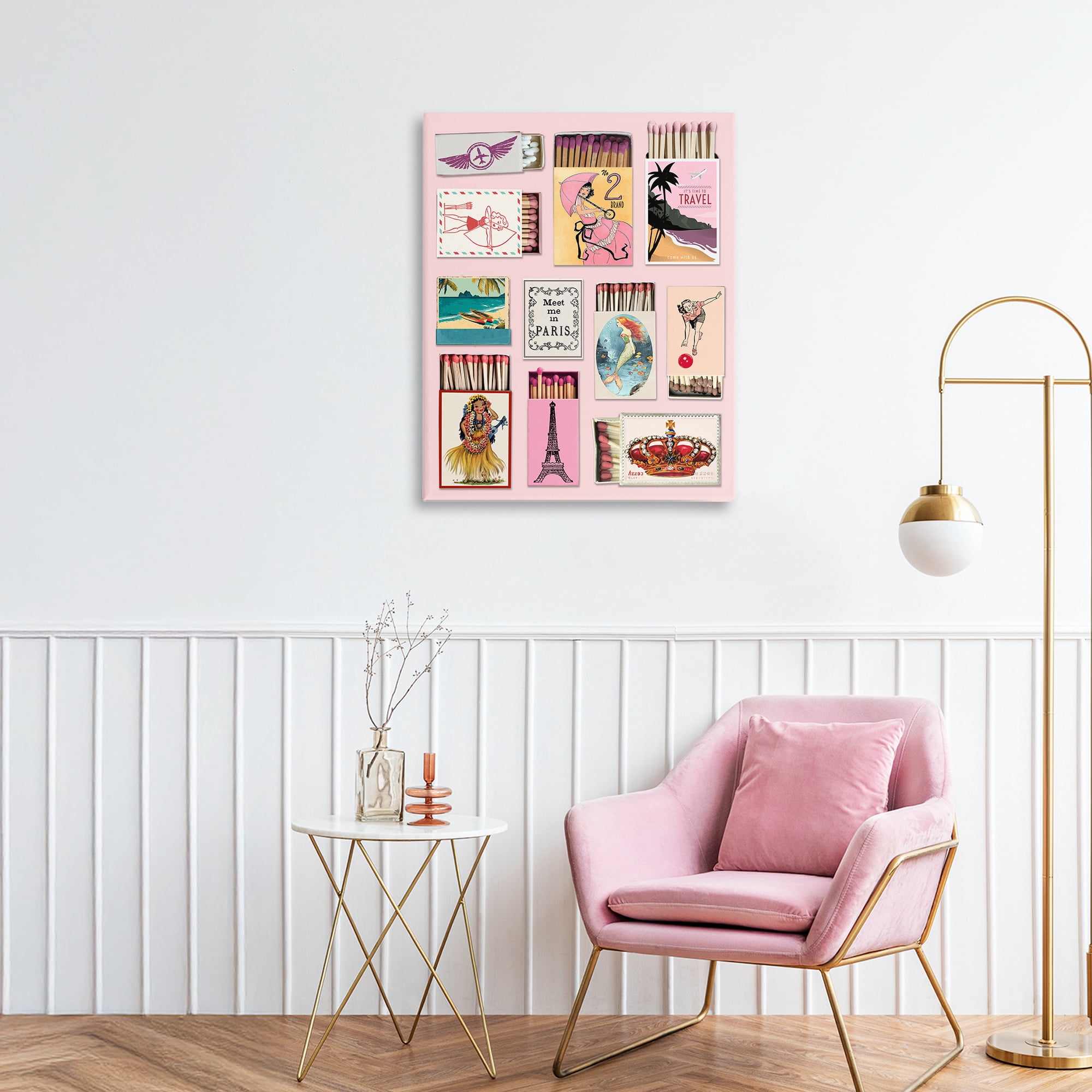 Stupell Industries Vintage Travel Matchbook Montage Canvas Wall Art, design by CAD Designs