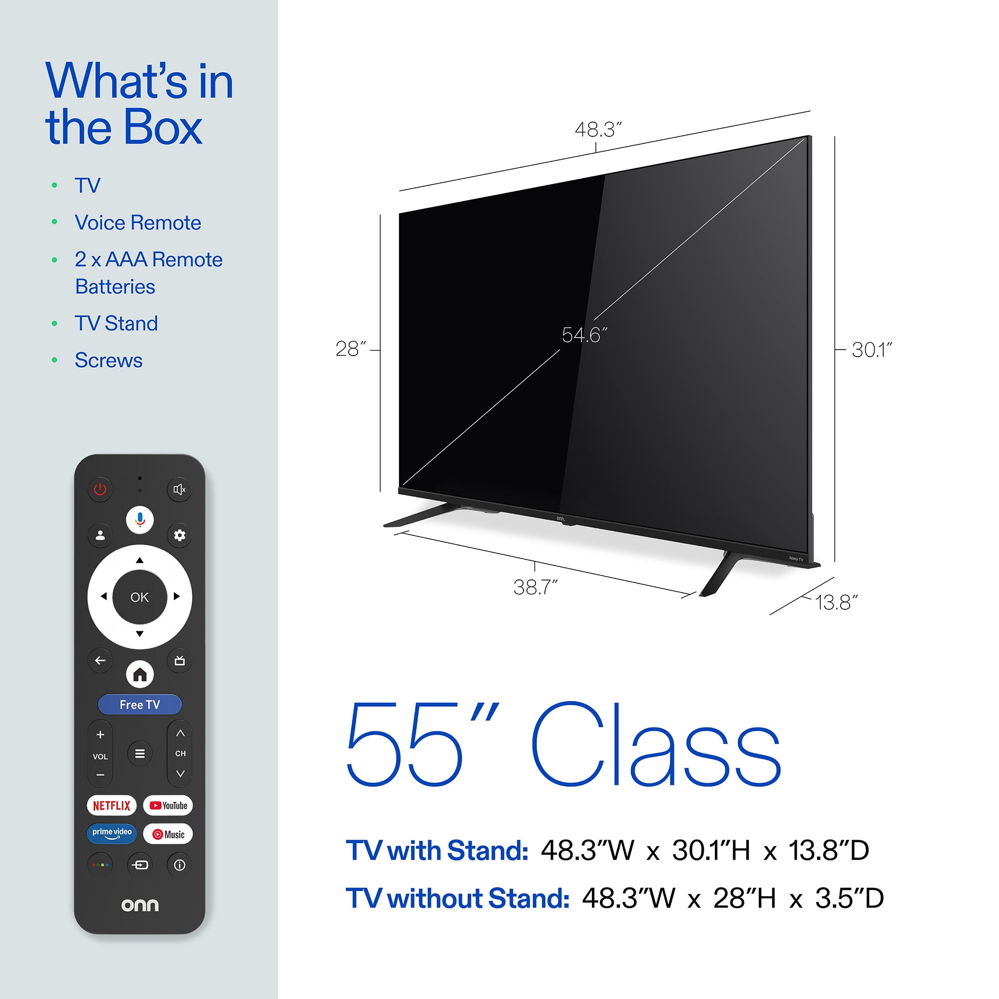 55" onn QLED 4K UHD Smart Google TV, 55SQ4GSB1
