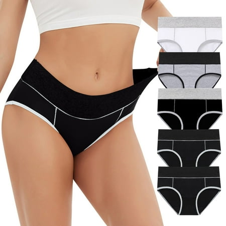 SnnmBlm Womens Underwear Cotton Seamless Panties Soft Breathable Briefs Plus Size High Waist Thongs Black XL