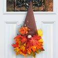 thumbnail image 3 of Dserhfy Thanksgiving Fall Gnome Wreath Pointed Hat Realistic Maple Leaves Flower Indoor Outdoor Wall Door Hanging Autumn Artificial Garland Harvest Festival Supplies, 3 of 7