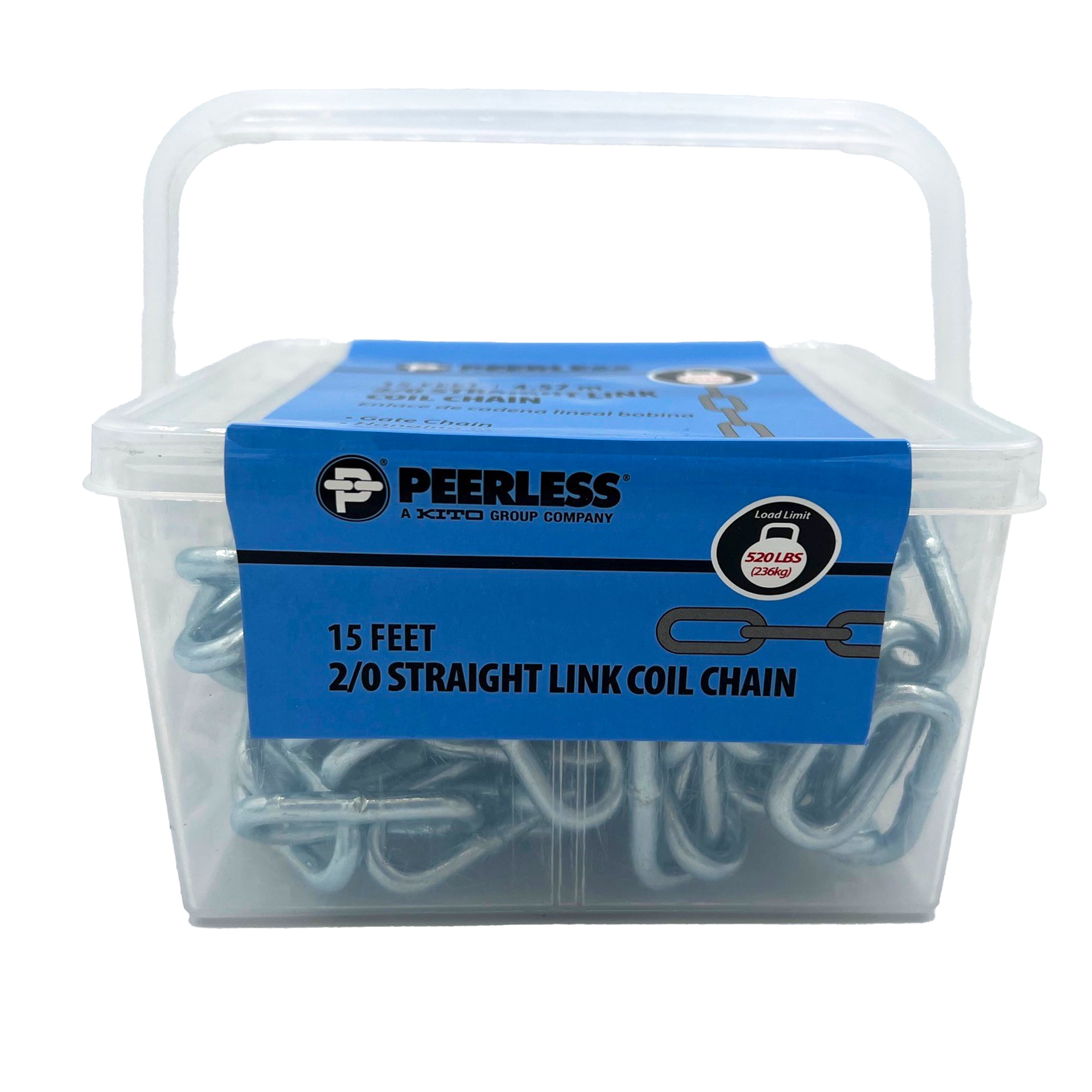 (2 pack) 2/0 Straight Coil Chain, 15', Peerless Chain Company, #4752015