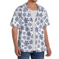 thumbnail image 2 of Fotbe Dark Blue Snowflakes Camisa Estampada de Manga Corta para Hombre, Casual de Verano, Estilo Playero, Sin Arrugas-Large, 2 of 5