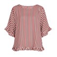thumbnail image 5 of Miluxas Womens Striped Shirts Batwing Half Sleeve Round Neck Loose Tunic Shirts Cute Ruffle Trim Beach Vacation Outfits for Casual Summer Red, 5 of 8