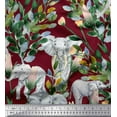thumbnail image 1 of Soimoi Poly Georgette Fabric Leaves,Floral & Elephant Animal Printed Fabric 1 Yard 52 Inch Wide, 1 of 1