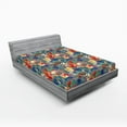 thumbnail image 2 of Ambesonne Floral Fitted Sheet, Jumble Wild Flowers Pattern, Queen Size, Violet Blue Teal and Orange, 2 of 5