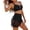 Black, variant on Women's V-Neck U-Wire Cutout Swimsuit Set with Sheer Skirt Push-Up Full Coverage Bikini Top Two-Piece Bathing Suit Beachwear