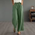 thumbnail image 2 of Lmnyox Women's Cotton Linen Lounge Pants Flowy Wide Leg Palazzo Pants Elastic Waist Casual Vacation Trousers with Pocket, 2 of 7