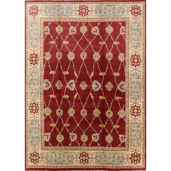 Ahgly Company Indoor Rectangle Mid-Century Modern Red Oriental Area Rugs, 2' x 5'