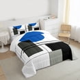 thumbnail image 3 of Manfei Geometric Stripes Bedding Comforter Set,Minimalist Geometric Aesthetic Twin Comforter Sets,Blue White Black Bedding Set,Breathable Home Decor,2-Piece, 3 of 8