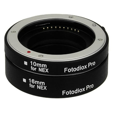 Fotodiox Pro Automatic Macro Extension Tube Kit for Sony E-Mount (NEX) Mirrorless Camera System with Auto Focus (AF) and TTL auto Exposure for Extreme Close-up (10mm, 16mm) - Fits Sony NEX-3, NEX-5,