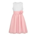 thumbnail image 4 of TSSOE Kids Sleeveless Chiffon Pleated A-line Flower Girl Dress Birthday Pageant Party Dress White&Pink 6, 4 of 7
