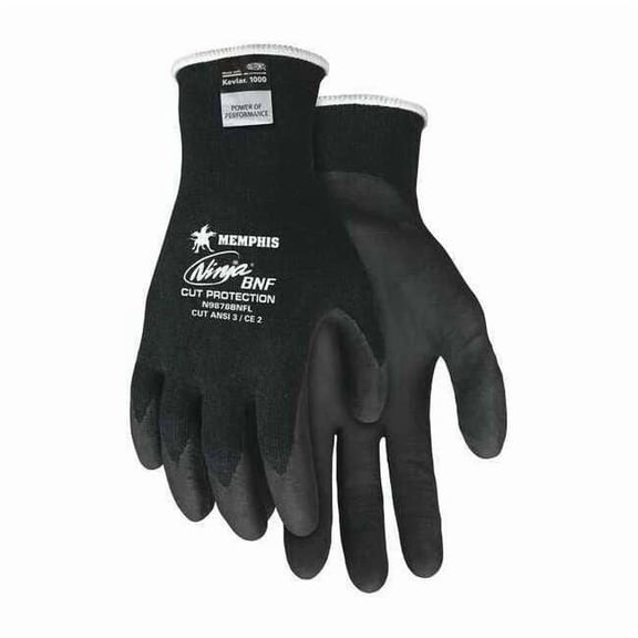 Mcr Safety Cut Resistant Gloves,A3,M,Black,PR N9878BNFM