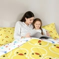 thumbnail image 4 of Castle Fairy Kawaii Duck 7pcs Bedding Comforter Set for Children,Cartoon Animal Queen Bedding Sets Super Cozy,Yellow White Queen Sheet Sets,Breathable Home Decor, 4 of 8