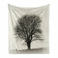 thumbnail image 1 of Black and White Soft Flannel Fleece Blanket, Lonely Tree in Field with Many Leafless Branches Countryside Vintage, Cozy Plush for Indoor and Outdoor Use, 50" x 70", Ivory Dark Grey, by Ambesonne, 1 of 6