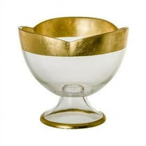 Classic Touch CFB116 6.25 in. Flower Shaped Footed Bowl with Gold Decoration