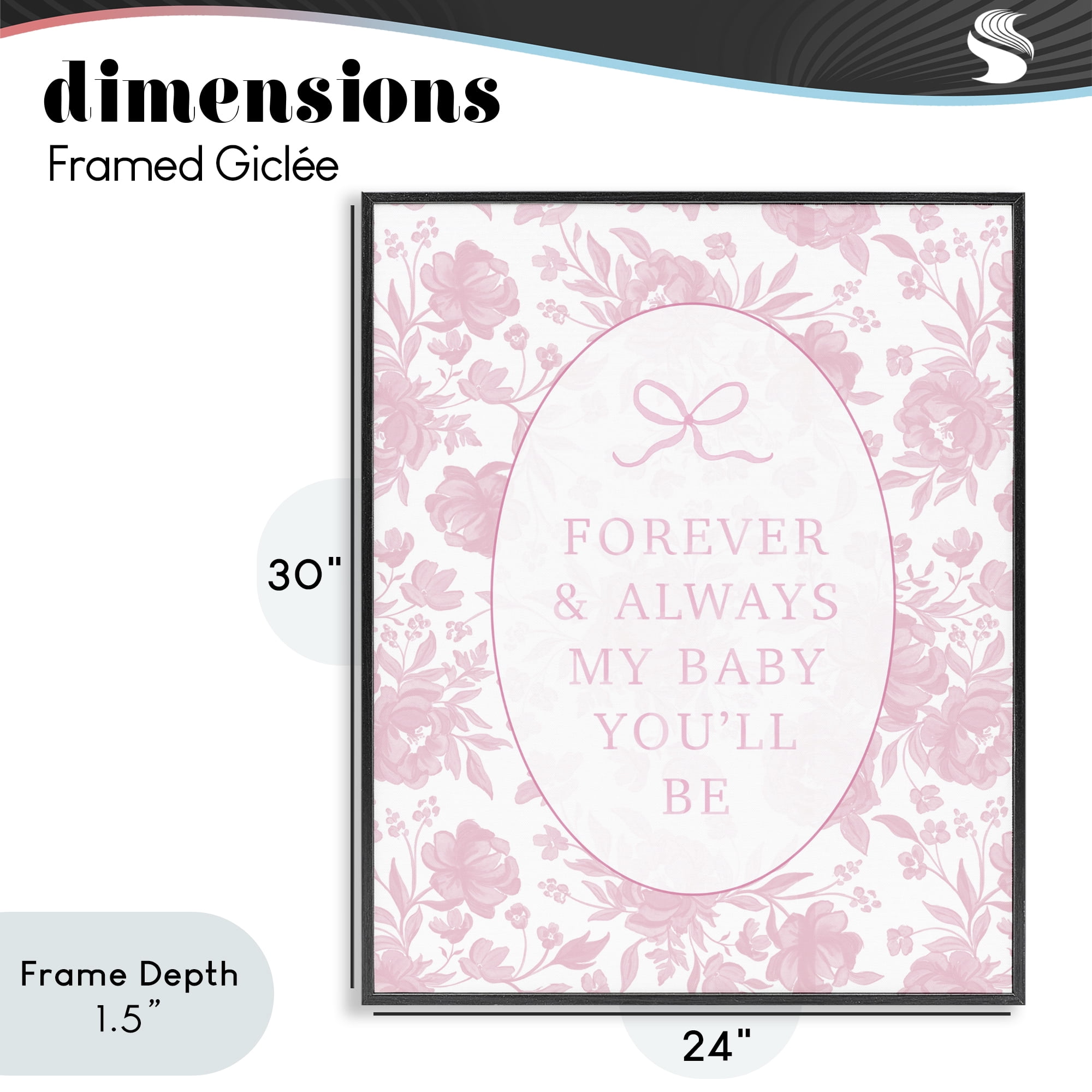 Stupell Industries Forever and Always Pink Florals Black Framed Giclee Art, design by Cherrywood Lane