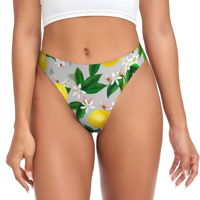 Fotbe Lemon Seamless Pattern Oil Painting Effect Tanga Sin Costuras para Mujer con Estampado – Panties Invisibles, Transpirables y Cómodos para Uso Diario-4X-Large