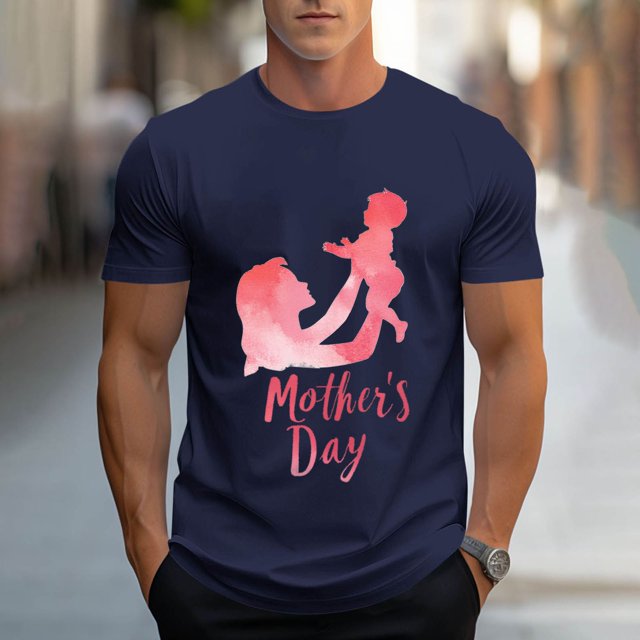 Tops para hombre, blusas y camisas de cuello redondo y manga corta para hombre, camisetas deportivas con estampados casuales para el Día de la Madre, blusas de cuello redondo y manga corta, blusas de