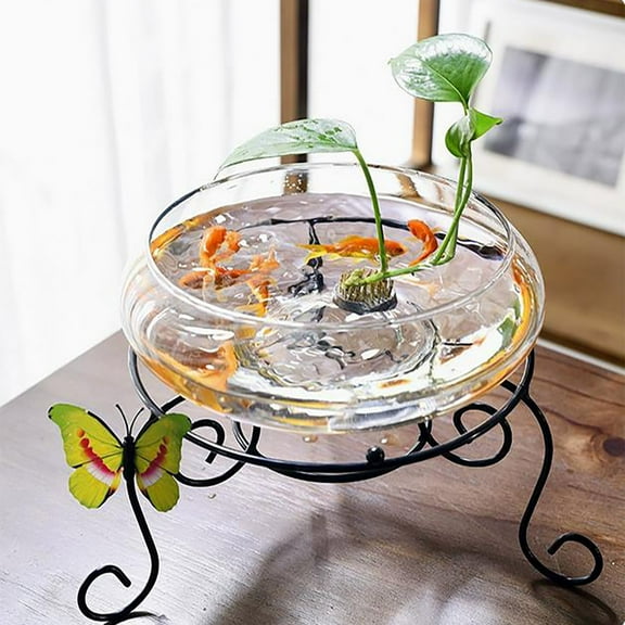 Lotus Bowl Planter Round Lotus Bowl Glass Lotus Flower Bowl 8 Inch Lotus Bowls for Planting In Water, Glass Fish Bowl Glass Vase Bowl Clear Wide Mouth Round Vase Terrarium