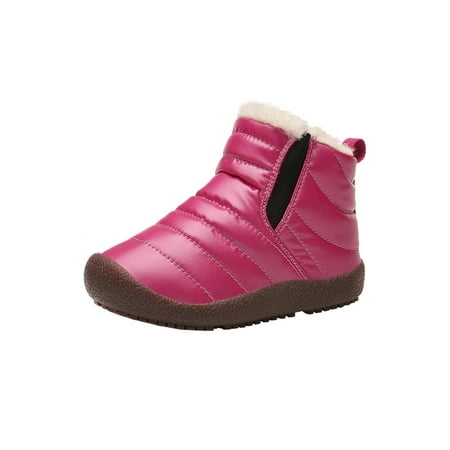 

Ritualay Unisex Non-Slip Snow Boot Casual Round Toe Winter Boots Walking Hiking Flat Booties Rose Red 8C