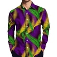 thumbnail image 5 of Fgvctg Mardi Gras Button Down Shirt for Men Carnival Party Long Sleeve V Neck Shirt Classic Collared Blouse Mask Print Oversized Business Casual Tops Dark Purple 2XL, 5 of 5