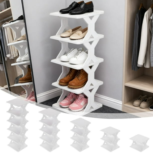 Zapatero (1 unidad), armario de almacenamiento de 27 x 26 x 16,5 cm, organizador de plástico extraíble para espacios pequeños, fácil montaje sin herramientas.
