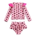 thumbnail image 3 of Girls Long Sleeve Rashguard Swimsuit Set, UPF 50+ Sun Protection Two Piece with Skirt, Tankini Bathing Suit for Swimming Lessons, Pool Beach Vacation Wear, 3 of 7